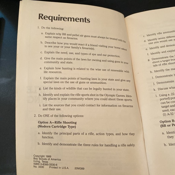 Boy Scouts Of America Vintage 1989 Rifle Shooting Book & Safe Gun Handling Flyer - Picture 2 of 3